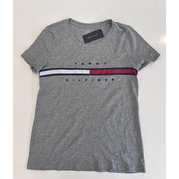 $39 TOMMY HILFIGER RELAXED FIT WOMEN'S T- SHIRT NAVY GREY RED WHITE SIZE Medium - Picture 2 of 9